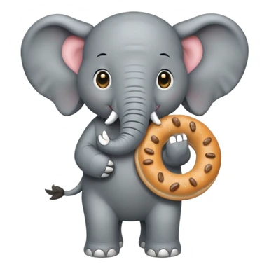 elephant holding bagel sticker