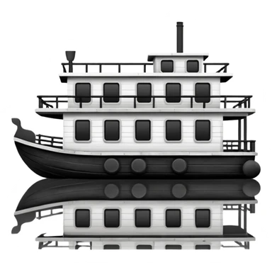 Simple black and white houseboat sticker