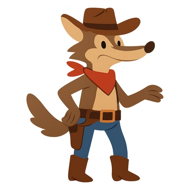 flat toon coyote cowboy sticker