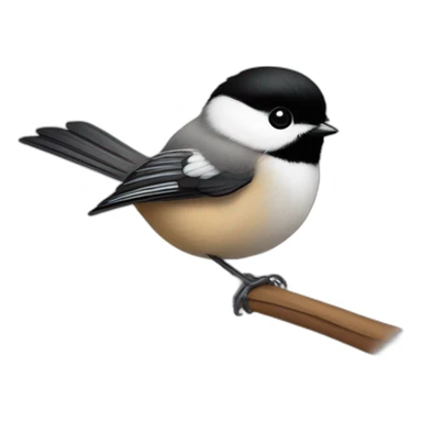 Black capped chickadee with heart eyes sticker