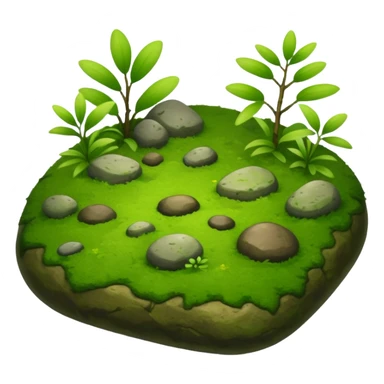 A patch of bright moss covering smooth forest stones with wild plants sticker