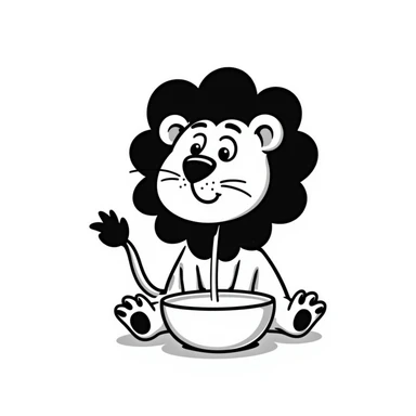 lion drinking milk sticker