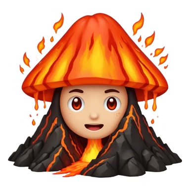 can i have an image of an red faced emoji with a small vocano th the top of its head erupting. i like the 4th image but no smiling sticker