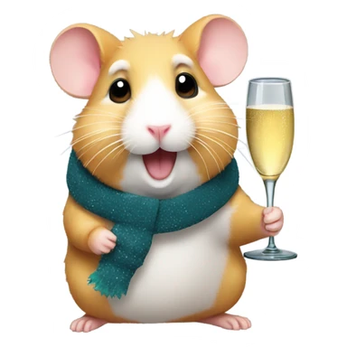 hamster christmas with champagne sticker