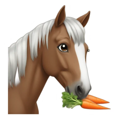 horse smiling and eating a carrot sticker