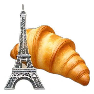 croissant, Eiffel Tower, steam sticker