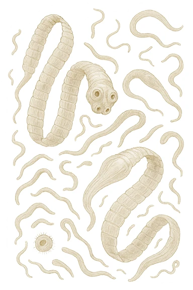 sei parassiti come la tenia fluttuano in aria sticker