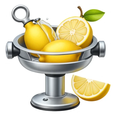 mac os icon fruit mechanical squeezer, lemon yellow bright crisp sticker