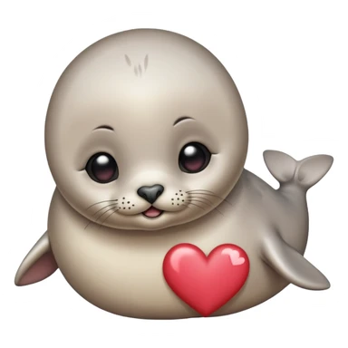 Baby seal blushing heart eyes sticker