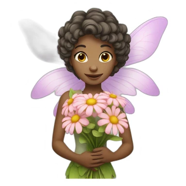 Flower fairy holding flower bouquet  sticker