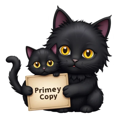 Black Cat holding a sign with the inscription "PrimeCopy" sticker
