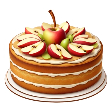 cinematic-realistic-apfelkuchen-cake-emoji,-depicted-as-a-classic-cake-with-cinnamon-and-thinly sliced apples on the top a few neatly spread out-rendered-with-soft-textures-and-warm,-inviting-lighting. sticker
