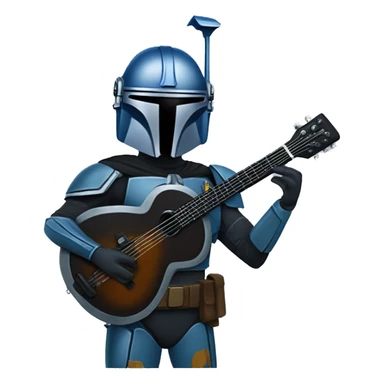 blue mandolorian wearing a batman suit sticker