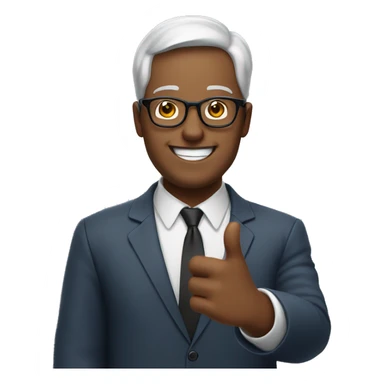 smiling man putting hands up who wearing glasses  sticker