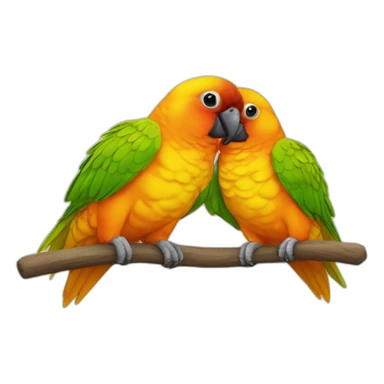 two orange yellow sun conure parrots sticker