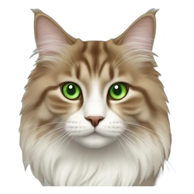 Brown amd white Siberian cat with green eyes sticker