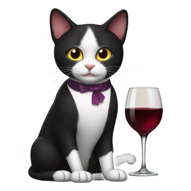 Tuxedo cat with wine sticker