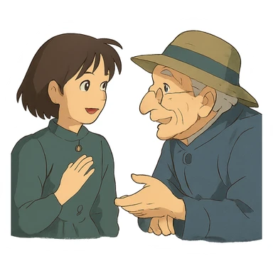 a bit of a chat, ghibli style sticker