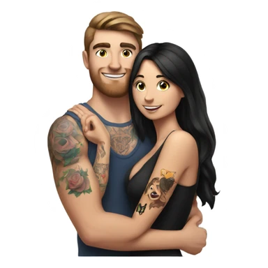 mr beast with tattoos hugging brunette girl sticker