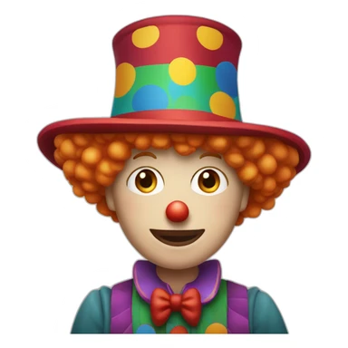 a clown wearing a big elongated hat and blond/red hair who’s name is hans sticker