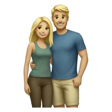 happy couple in nature with blonde hair sticker