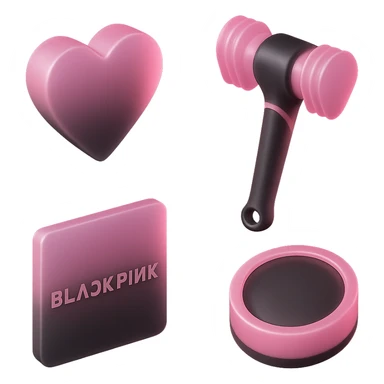 BLACKPINK-inspired object, black and pink colors, sleek and translucent effect sticker