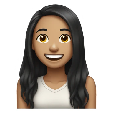 Lightskin girl with long black hair laughing hard sticker