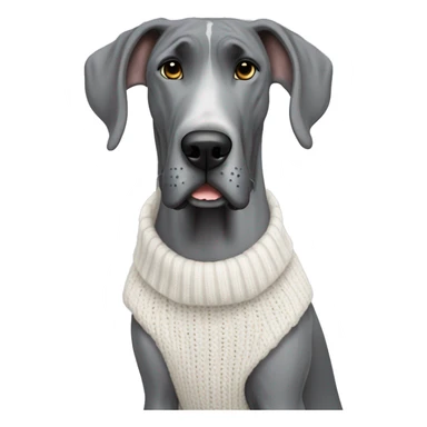 Gray great Dane wearing a white knitted sweater sticker