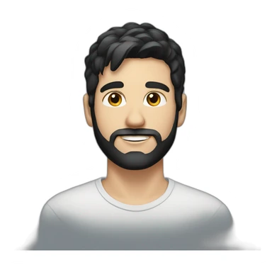 young white man with black short beard and black flat hair sticker