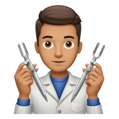 Barber man holding a pair of clippers sticker