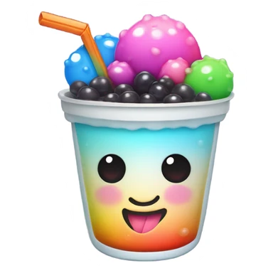 rainbow kawaii boba sticker