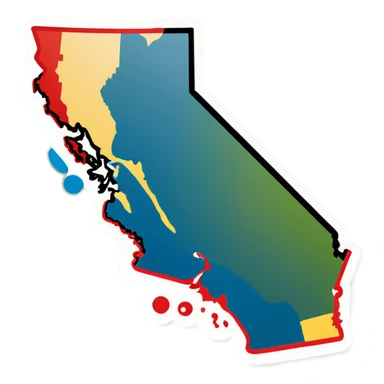 A map of the United States. The letter c around the west coast sticker
