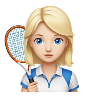 blonde hair girl blue eyes playing tennis sticker