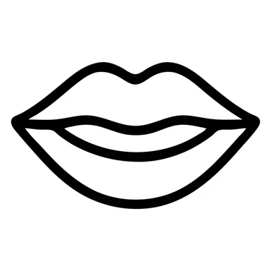 icon of a pair of lips with a soft smile, stylized and elegant, minimal black outline icon sticker