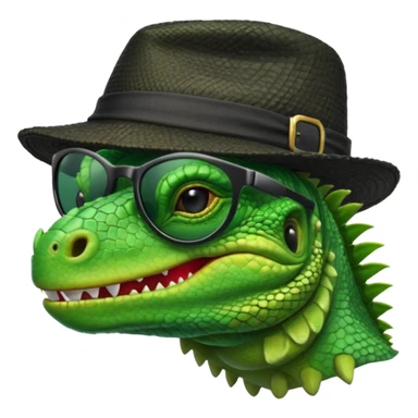 capitalist iguana head with black reflex sunglasses and hat smiling sarcastically sticker