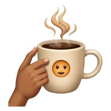 Hand holding a coffee cup sticker