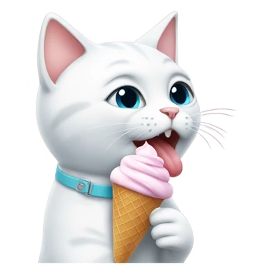 White Cat eating ice cream  sticker