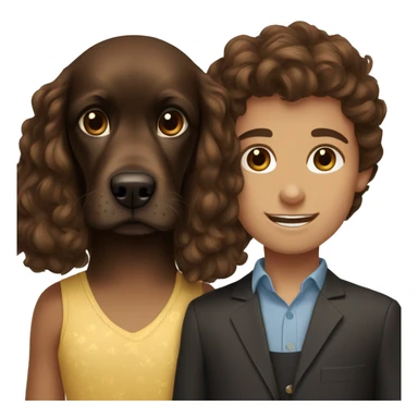 brown-haired girl and brown-haired boy with a black cocker spaniel sticker