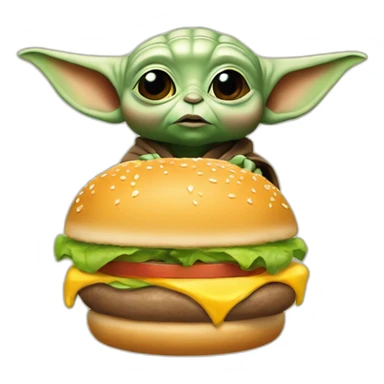 Bébé Yoda qui mange un burger sticker