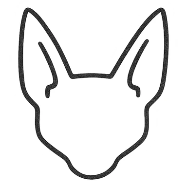 minimalist vector icon of a sphinx cat face blending Beerus and Mew cartoon style, single tone, no facial features, modern, sleek, clean lines, suitable for app icon sticker