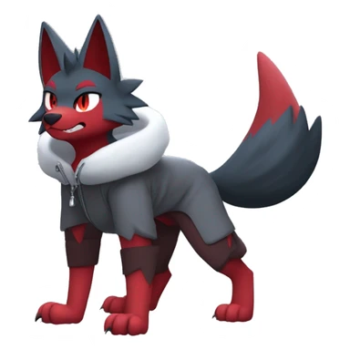 Cool Edgy Zorua-Zoroark-Zangoose-Mightyena with a collar and hoodie-sweater full body sticker