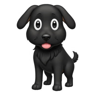 Please give me an all black dog with droopy ears as a walking dog emoji sticker