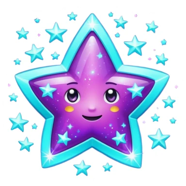 glitter purple and cian star sticker