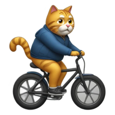 Fat-cat-riding-a-bike sticker