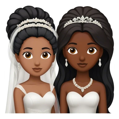 two brides, one with black coily hair and dark skin and one with long straight hair and brown skin sticker
