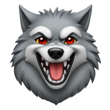 head of a badass wolf smiling at the camera. Gray fur red eyes sticker