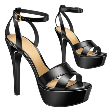 ultra realistic shiny black leather platform sandals sticker