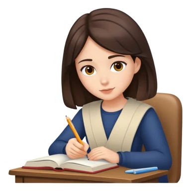 Brunette studying  sticker