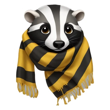 badger head with a striped hufflepuff hogwarts winter scarf sticker