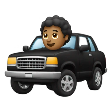 Chico recostado en un carro negro  sticker